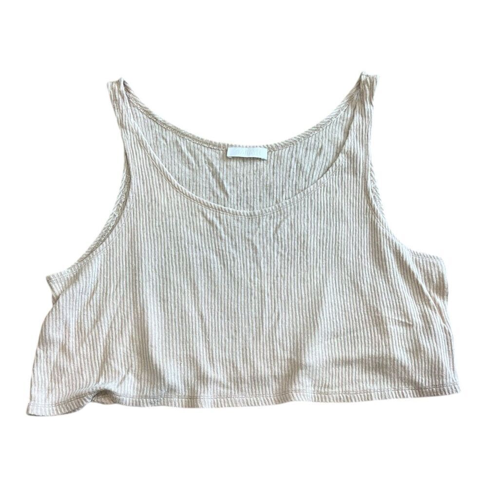 Sablyn Cream Ribbed Cotton Cashmere Crop Tank Top M